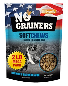Grain Free Dog Treats and Dog Chews by Nootie No-Grainers - 2 LB Bag Hickory Bacon Package of Healthy Dog Jerky - All Natural Dog Treats Made in USA Only - 2lbs of Dog Snacks and Dog Food