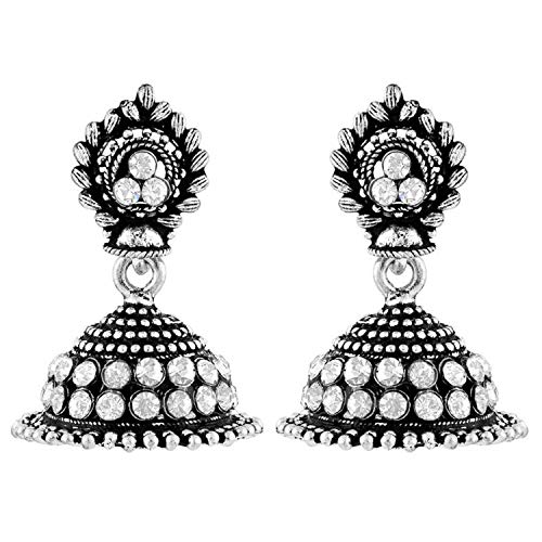 Mirraw Ethnic Silver Plated Jhumki Earrings for Women