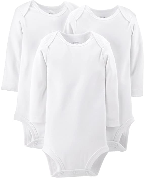 Carter's Just One You by Unisex Baby 3 Pack Long-Sleeve Bodysuit - White