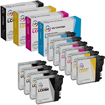 LD Compatible Ink Cartridge Replacements for Brother LC61 (4 Black, 2 Cyan, 2 Magenta, 2 Yellow, 10-Pack)