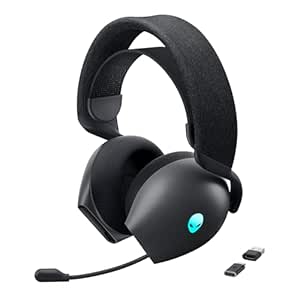 Alienware Aw720H Dual-Mode Wireless Gaming On Ear Headset, Wireless 2.4 Ghz,3.5mm Connector Cable,In-Line Controls,Integrated Microphone,Unidirectional-Dark Side Of The Moon,Black