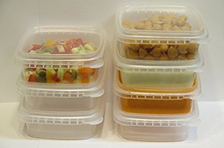 8 Oz. Clear Deli Food Storage Containers With Lids Tamper evident security system and easy stackable and space saver shape microwave and dishwasher safe -25 sets