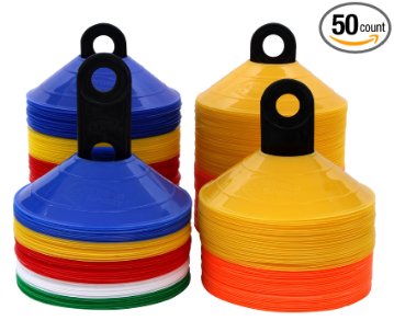 World Sport Disc Cone Sets (50 or 100 Multi Color / 50 or 100 Half Orange Half Yellow)