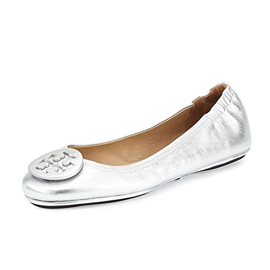 Tory Burch Reva Shoes Ballet Minnie Travel Flats Soft Naplak Leather TB Logo