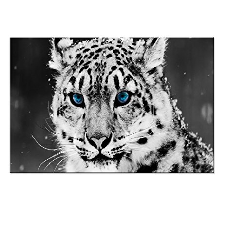 Animal Canvas Wall Art,Snow Leopard Picture Poster Printed On Canvas,Well Designs Animal Painting Prints For Wall Decor,Framed and Stretched,Protect Animals Art (60x90cm)