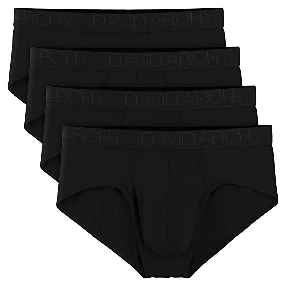 David Archy Men's 4 Pack Bamboo Rayon Soft Lightweight Pouch Briefs