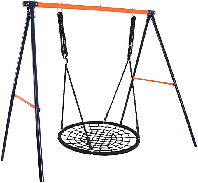 ZENY 48 Inch Web Swing Set Spider Nest Tree Swing and Heavy Duty A Frame Swing Stand for Outdoor Yard