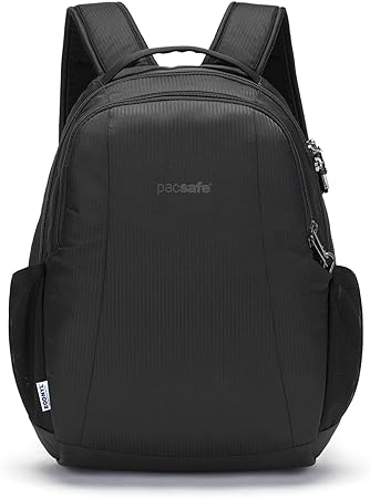 Pacsafe Metrosafe LS350 ECONYL 15 Liter Anti Theft Laptop Daypack/Backpack - with Padded 13" Laptop Sleeve, ECONYL Black