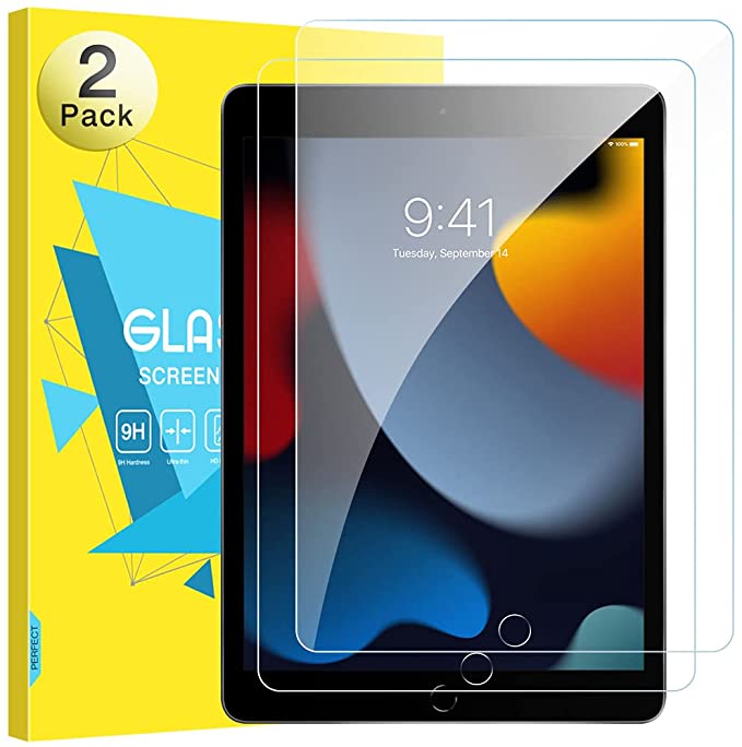 MoKo [2-Pack] Screen Protector Fit iPad 9th Generation 2021/iPad 8th Gen 2020/iPad 10.2 2019, [Round Edge] [Anti-Scratch] 9H Hardness HD Clear Premium Tempered Glass Screen Protector Film, Clear