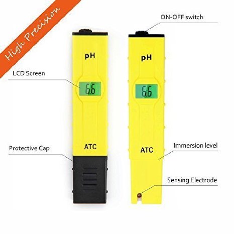 JTD ® High Accuracy Pocket Size Handheld pH Meter Pen Tester (Yellow) 0-14pH Measurement Range , Auto Temperature Compensation