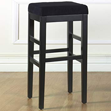 Armen Living LCSTBAMFBL26 Sonata 26" Counter Height Barstool in Black and Black Wood Finish
