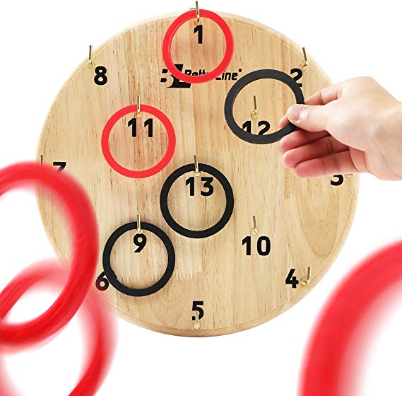 BETTERLINE Hookey Ring Toss Game - Fun and Challenging Number Tossing Game for Adults and Kids- 11.8 Inch (30cm) Board - Safer Than Darts - Party and Family Game