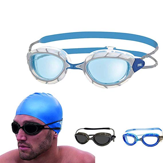 Zoggs Predator Silver-Blue Swimming Goggles No Leaking Anti Fog UV Protection Triathlon Swim Goggles for Adult Men Women