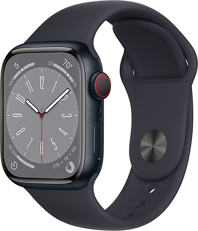 Apple Watch Series 8 [GPS   Cellular 41mm] Smart Watch w/ Midnight Aluminum Case with Midnight Sport Band - M/L. Fitness Tracker, Blood Oxygen & ECG Apps, Always-On Retina Display, Water Resistant