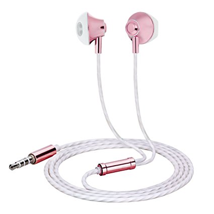 Zeceen M800 Metal Noise Canceling earphones, High Definition and Heavy Deep Bass with Mic for iPhone/iPod/iPad/MP3 Players/Samsung Galaxy/Nokia/HTC/Nexus/BlackBerry/etc(Rose Gold)