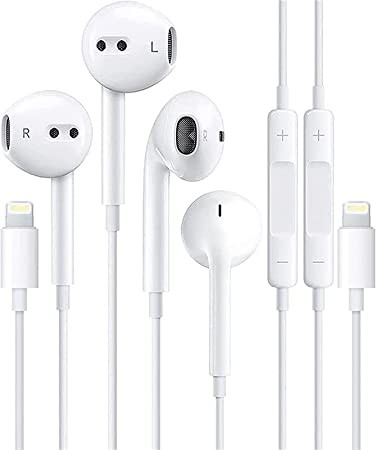 2 Pack-Apple Earbuds with Lightning Connector(Built-in Microphone & Volume Control) in-Ear Stereo Headphone Headset Compatible with iPhone 14/13/12/SE/11/XR/XS/X/7/7 Plus/8/8P - Support All iOS System