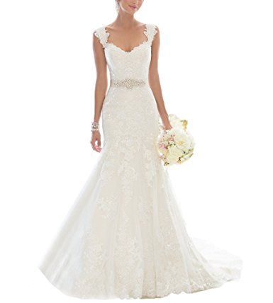 Beauty Bridal Elegant Off-Shoulder Lace Bridal Gowns White Wedding Dresses 2016