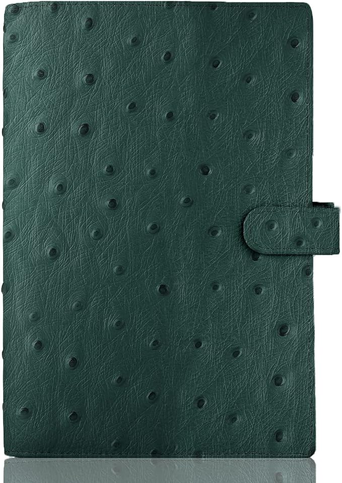 Genuine Leather a5 Planner Cover Personal Organizer, Compatible with Stalogy Hobonichi A5 Size Planner Notebooks (Ostrich-Dark Green)