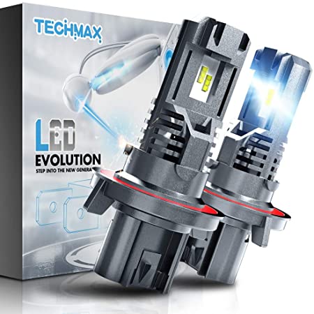 TECHMAX H13 LED Headlight Bulbs,Small Design 60W 10000Lm 6500K Xenon White ZES Chips Extremely Bright 9008 Conversion Kit of 2