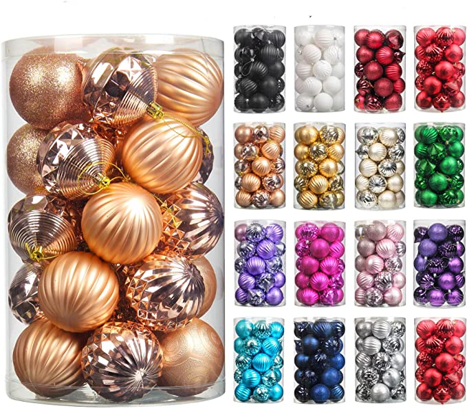 Wyness Christmas Balls Ornaments Set Festival Home Party Decors Xmas Tree Hanging Decorative Baubles 31pc Champagne 1.97in/2.75in