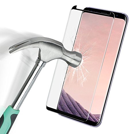 Samsung Galaxy S8 Plus Screen Protector, SOCU 3D Curved Galaxy S8 PlusTempered Glass Protector [Case Friendly], 9H Hardness, Bubble Free, Anti-Fingerprint HD Screen Protector Film (Noir)
