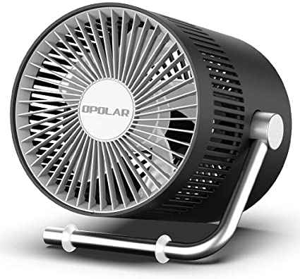 OPOLAR USB Powered Desk Fan, Small Table Fan, Portable Fan with Folding Handle, Whisper Quiet, 3 Speeds, Unique Fashion Shape, Personal Fan for Home, Office, Outdoor Travel