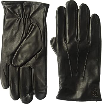 Ike Behar Men's Lambswool Lined Leather Touchscreen Gloves