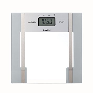 ProAid Smart Body Fat Scale, BMI Weigh Scale with Body Composition Analyzer, 330 lbs Capacity, Tempered Glass
