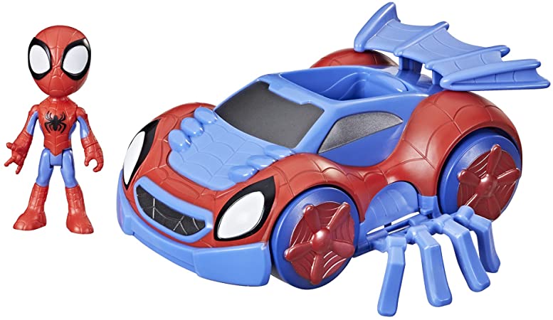 Marvel Spidey and His Amazing Friends Change 'N Go Web-Crawler and Spidey Action Figure, 2 in 1 Vehicle, 4-Inch Figure, for Kids Ages 3 and Up, Frustration Free Packaging