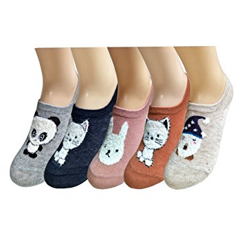 Womens Animal Funny Socks,Casual Cotton Cozy Cute Patterned Crew Socks 5 Pack