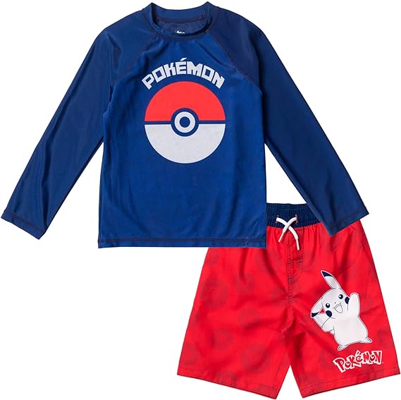 Pokemon Pikachu Rash Guard and Swim Trunks Little Kid to Big Kid