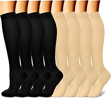 CHARMKING Compression Socks for Women & Men Circulation (8 Pairs)15-20 mmHg is Best Support for Athletic Running,Cycling