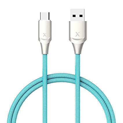 Xcentz USB Type C Cable 3ft, Premium Double Nylon Braided Type-C to USB-A Fast Charging Cable LED Light Galaxy S9/S8/Note 8, LG V30/V20/G7/G6/G7, Sony XZ, MacBook & More
