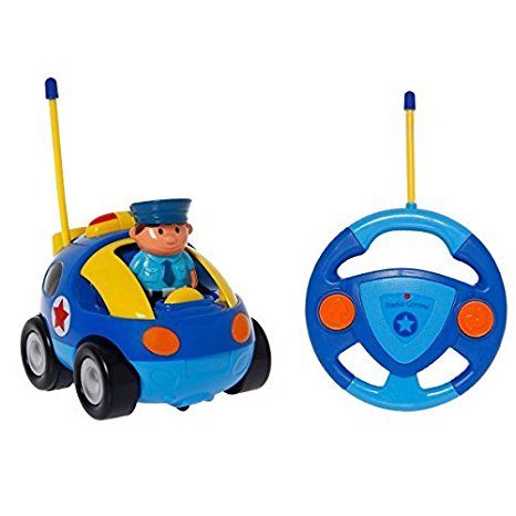 SGILE RC Police Race Car Train Christmas Gifts Toy, Remote Control with Light Music Radio for Toddlers Baby Kids Child (BLUE)