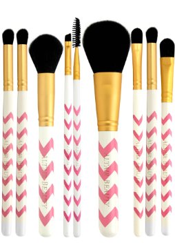 Makeup Brush Set - 9pcs Professional Cosmetic Brushes Kit for Contour Highlight Powder Eyeshadow Concealer Crease Blending Bronzer and Brow Make Up Vegan Pink Brushes w Bag by Altair Beauty