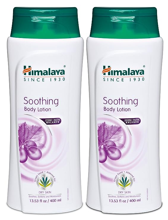 Himalaya Herbal Healthcare Soothing Body Lotion (2 Pack) for Dry Skin, with Grape Seed and Almond Oil, Soothes and Moisturizes 13.53 oz (400 ml)