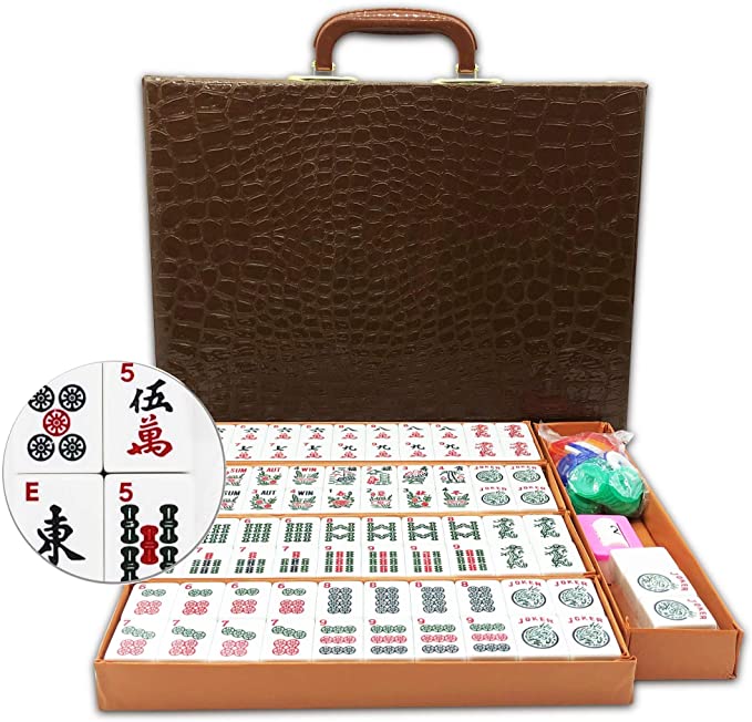 Mose Cafolo ~ American Mahjong Set - 166 White Engraved Standard Size 1.2" Tiles For Western Mah Jong, Mahjongg, Mah-Jongg Set with Carrying Travel Case - No Racks and Pushers!