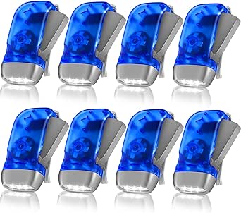 8 Pack Hand Crank Flashlight 3 LED Flashlight Powerful Emergency Safety Tool No Battery Required for Camping, Hiking, Outdoor Sports and Home Power Outage (Blue)