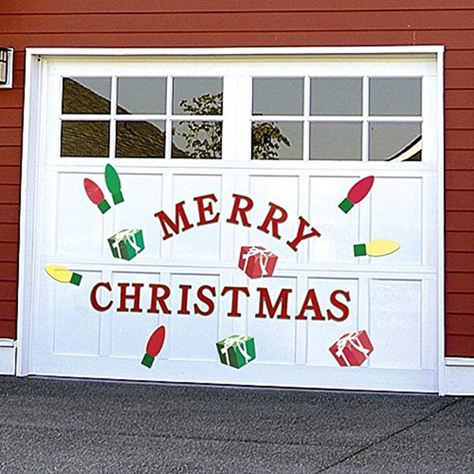 Bandwagon Christmas Garage Door Decals, Red,