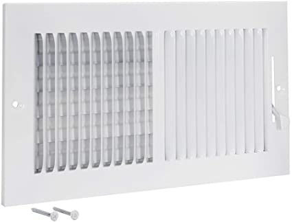 EZ-FLO 61612 Two-Way Sidewall/Ceiling Register, 12 inch x 6 inch Opening, White