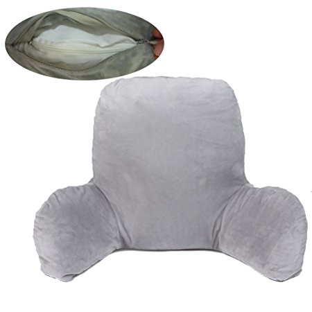 Lumbar Support Back Pillow, Bedrest Cushion Pillow Backrest with Arms with Zipper Removable Covers Washable From Hmlike