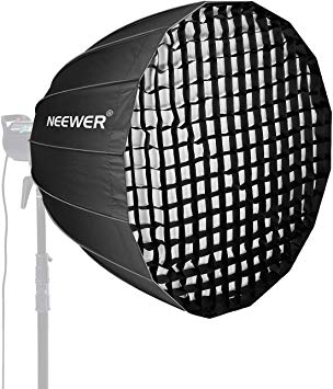 Neewer 48 inches Deep Parabolic Softbox with Bowens Mount, Removable Internal&External Diffuser and Grid, Quick Folding Softbox Diffuser for Photography Speedlites Flash Monolight and More