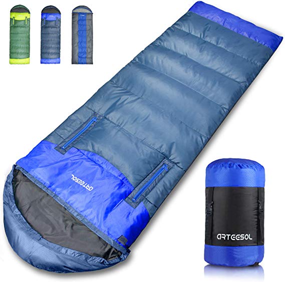 arteesol Sleeping Bag, Waterproof Lightweight for Indoor & Outdoor, 5-85℉ 4 Seasons Warm and Comforable, Camping Gear Equipment for Hiking Traveling Backpacking, Kids Teens Adults Couples