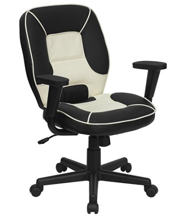 Flash Furniture BT-2922-BK-GG  Mid-Back Vinyl Steno Executive Office Chair, Black/White