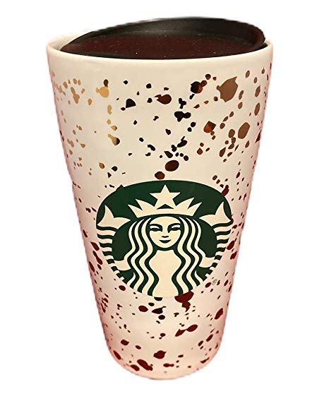 Starbucks 2019 Holiday Confetti Ceramic White and Gold 12 Ounce Beverage Tumbler