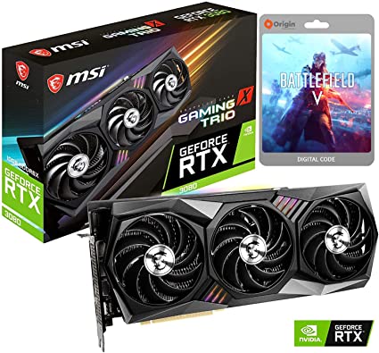 MSI GeForce RTX 3080 Gaming X Trio Graphics Card, 10GB GDDR6X, Ray Tracing, VR Ready, Tri Frozr 2 Thermal Design, 3X DisplayPort, 1x HDMI 2.1 8K, Battlefield V