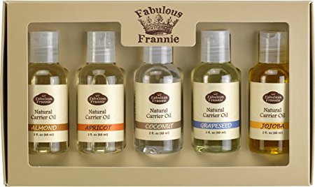 Carrier Oil 5 Pack #1- All Natural ingredients - This Kit Includes Almond, Apricot, Coconut, Grapeseed, and Jojoba Carrier Oils by Fabulous Frannie