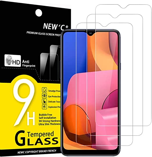 NEW'C 3 Pezzi, Vetro Temperato Compatibile con Samsung Galaxy A20S, Pellicola Prottetiva Anti Graffio, Anti-Impronte, Durezza 9H, 0,33mm Ultra Trasparente, Ultra Resistente