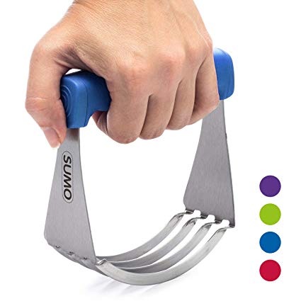 SUMO Dough Blender: Sturdy Heavy Duty Pastry Cutter - Sharp Blades - Comfortable Finger-Contoured Grip - Dishwasher Safe [Blue]