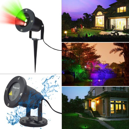 Outdoor Laser Landscape Projector Light Red and Green Waterproof Landscape Spotlights Holiday Light For Christmas Decoration and Outdoor Decorating Without Remote Control